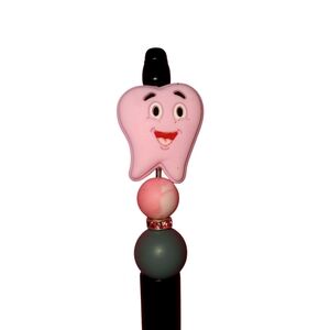 B2G1F Light Pink Tooth "Dentist Themed" Beaded Pen, New